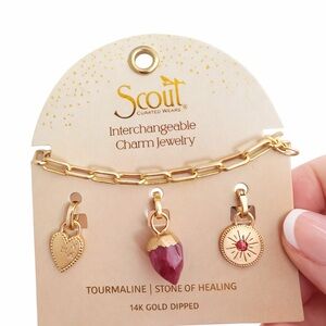 Scout Gold Bracelet with Red Tourmaline Charms